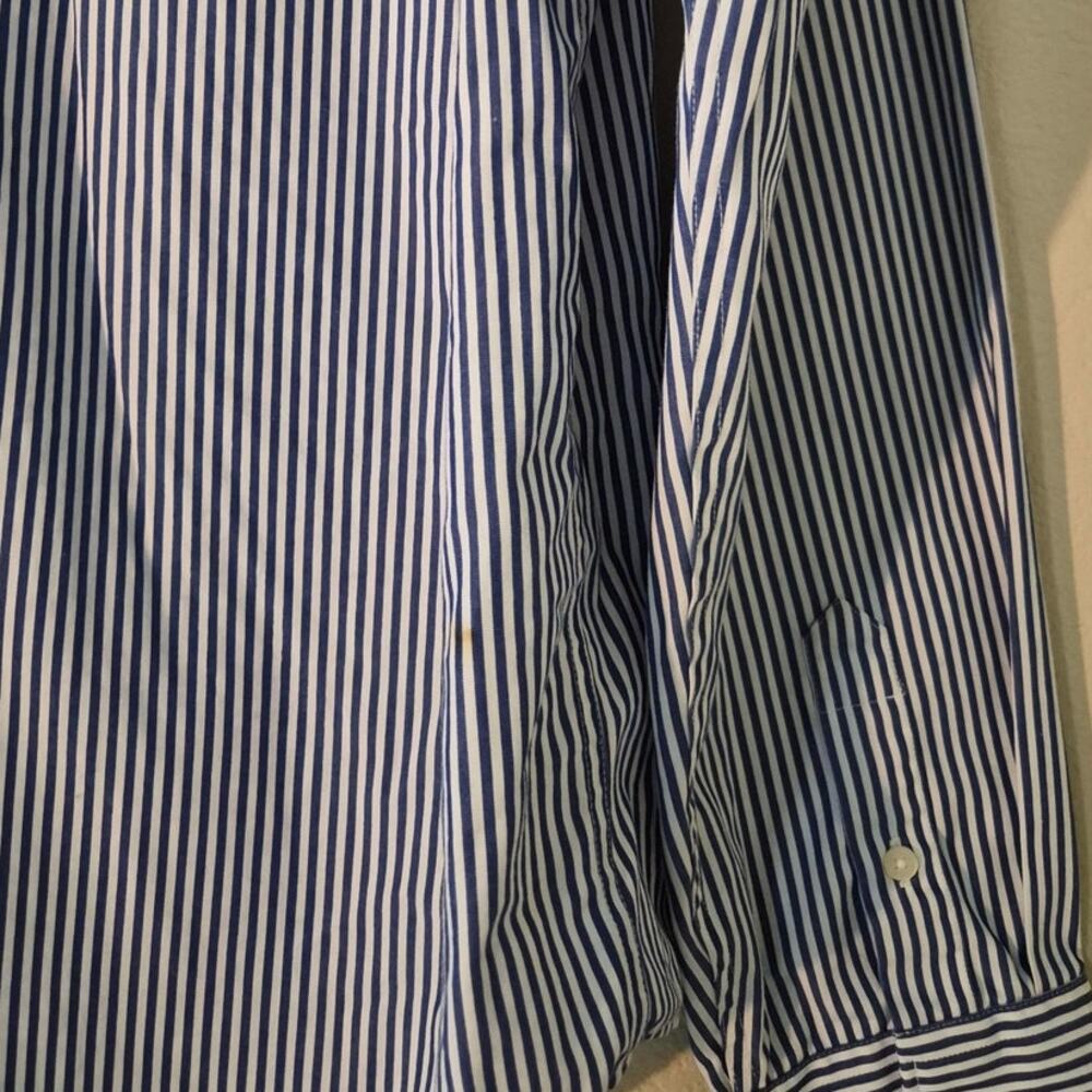 Lauren Ralph Lauren Blue White Striped Cotton Button Down Shirt - Picture 6 of 8